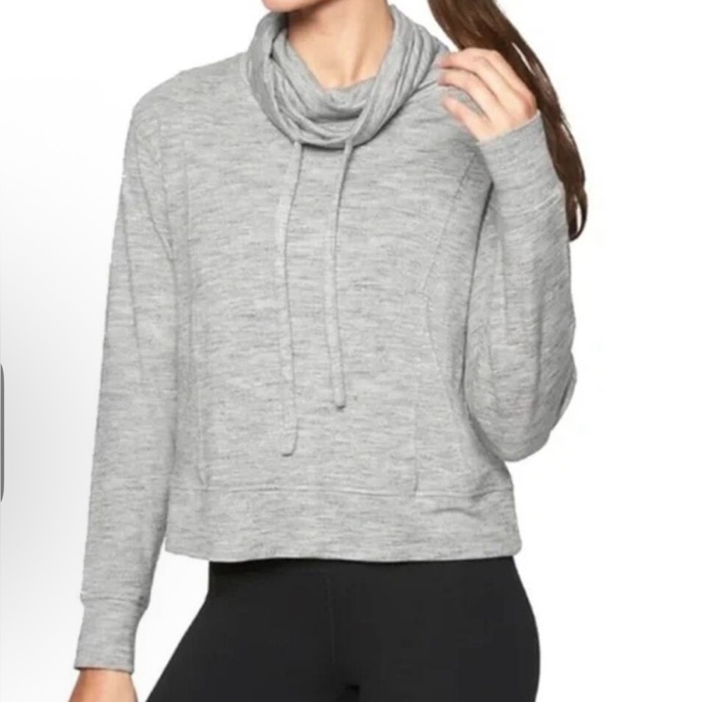 Athleta Cowl Neck Sweatshirt Marl Heather Gray Pullover Size Medium